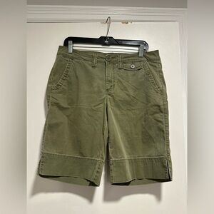VTG Y2k Z. Cavaricci Bermuda Shorts Sz:10 High Waisted. Cuffed. Olive Army Green